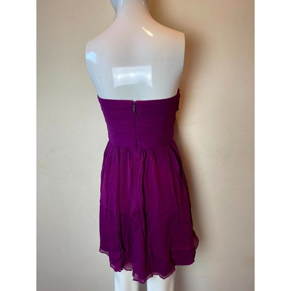 J. Crew Women's Dress Silk Chiffon Strapless Formal Raspberry Magenta Size 4 - Picture 4 of 8